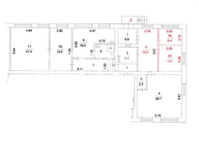 Планировка офиса 147.6 м², 1 этаж, Жилое здание «Анненская ул., 7, кор. 1»